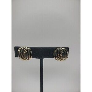 Vintage NWH Earrings Clip On Silver Tone Cut Out Jewelry Costume